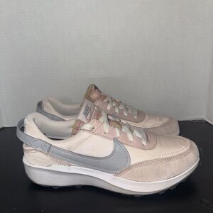 NIKE WOMENS TENNIS SHOES WAFFLE DEBUT  DH9523-603 IVORY /PINK/BLUE SIZE 7.5